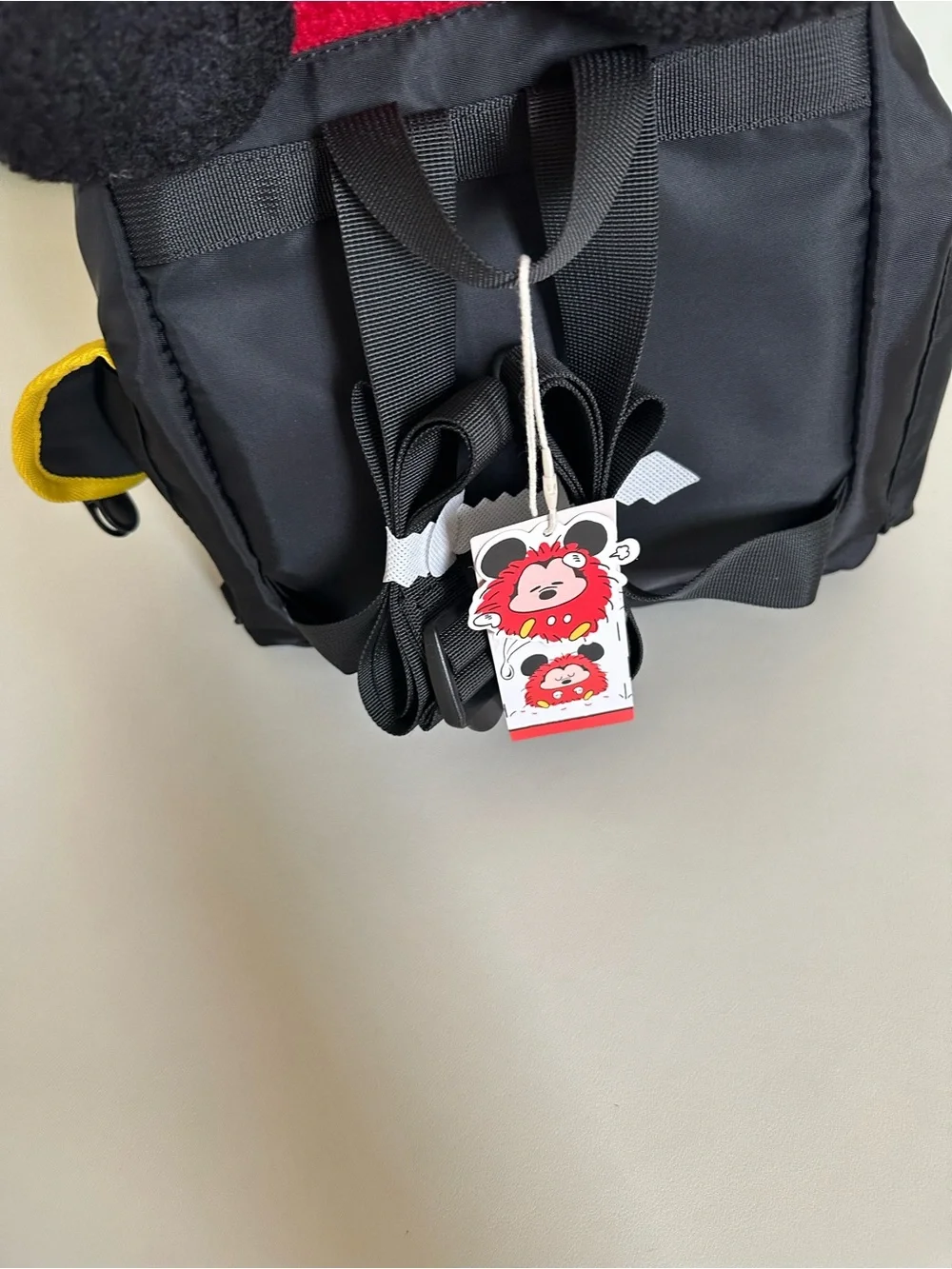 Disney Black and White Kids Backpack Strap with Red Tag Accent